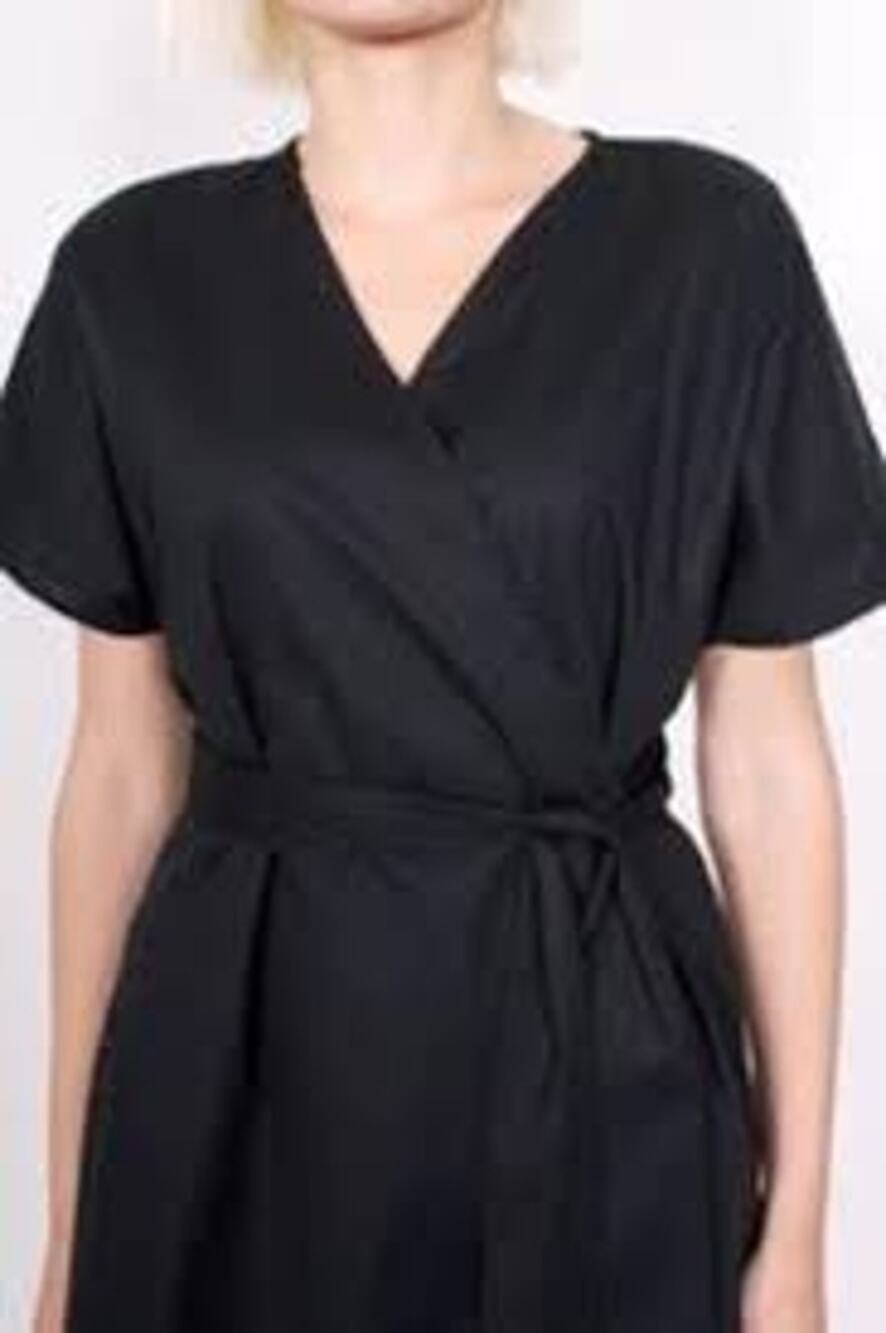 Anthropologie JUST FEMALE Masha Wrap Dress Black Cotton CASUAL Size Large L